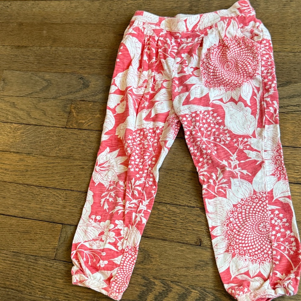 Pink And White Pants With Hummingbirds And Flowers
